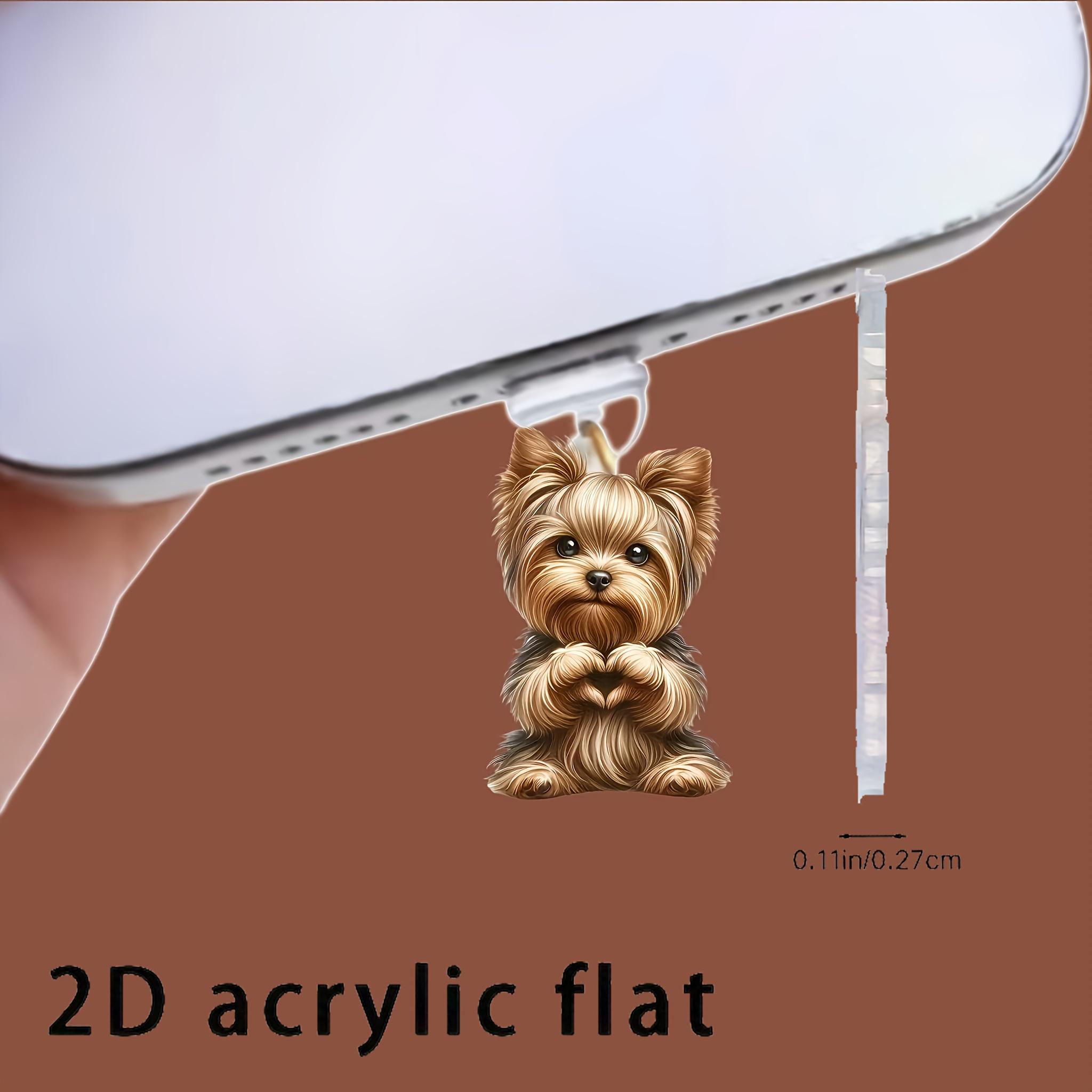 2D Flach 1 Stück Acryl Puppy Love Handy Staubschutzstecker TypeC