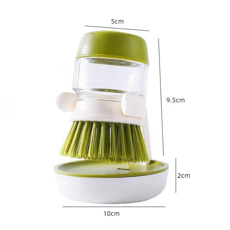 Küchenreinigungsbürste Presse Automatische Flüssigkeitsausgabe Geschirrspülbürste Seifenspender Küchengeräte Reiniger Praktisches Gadget 12x9x7.5cm