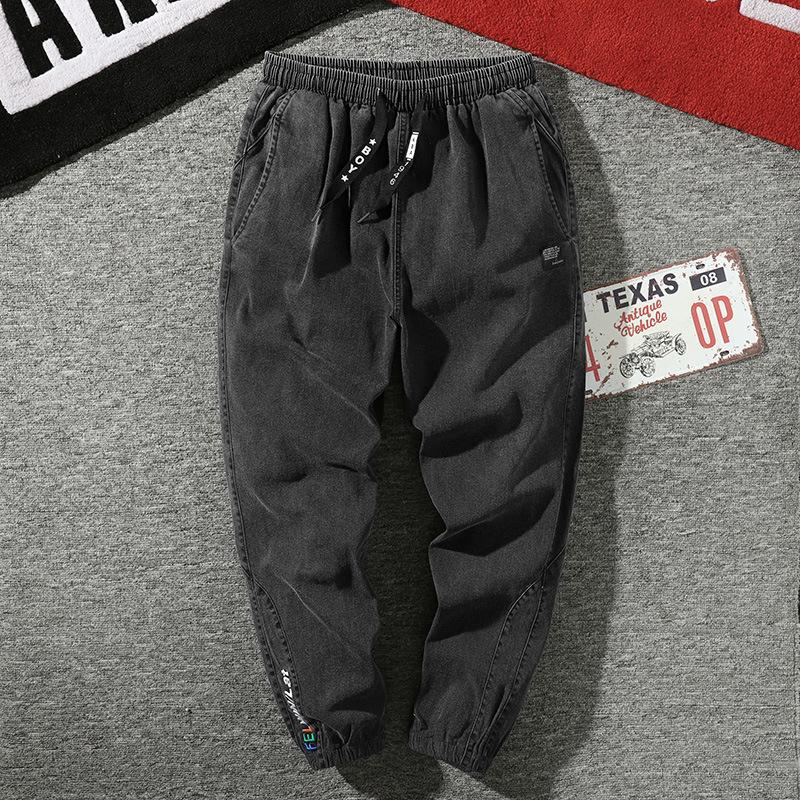 Herren Jogger Jeans in großen Größen 6XL 7XL 8XL Streetwear Schwarz Blau Casual Denim Cargo Pants Stretch Cotton Taper Jeans Baggy Hose XXXXXL schwarz