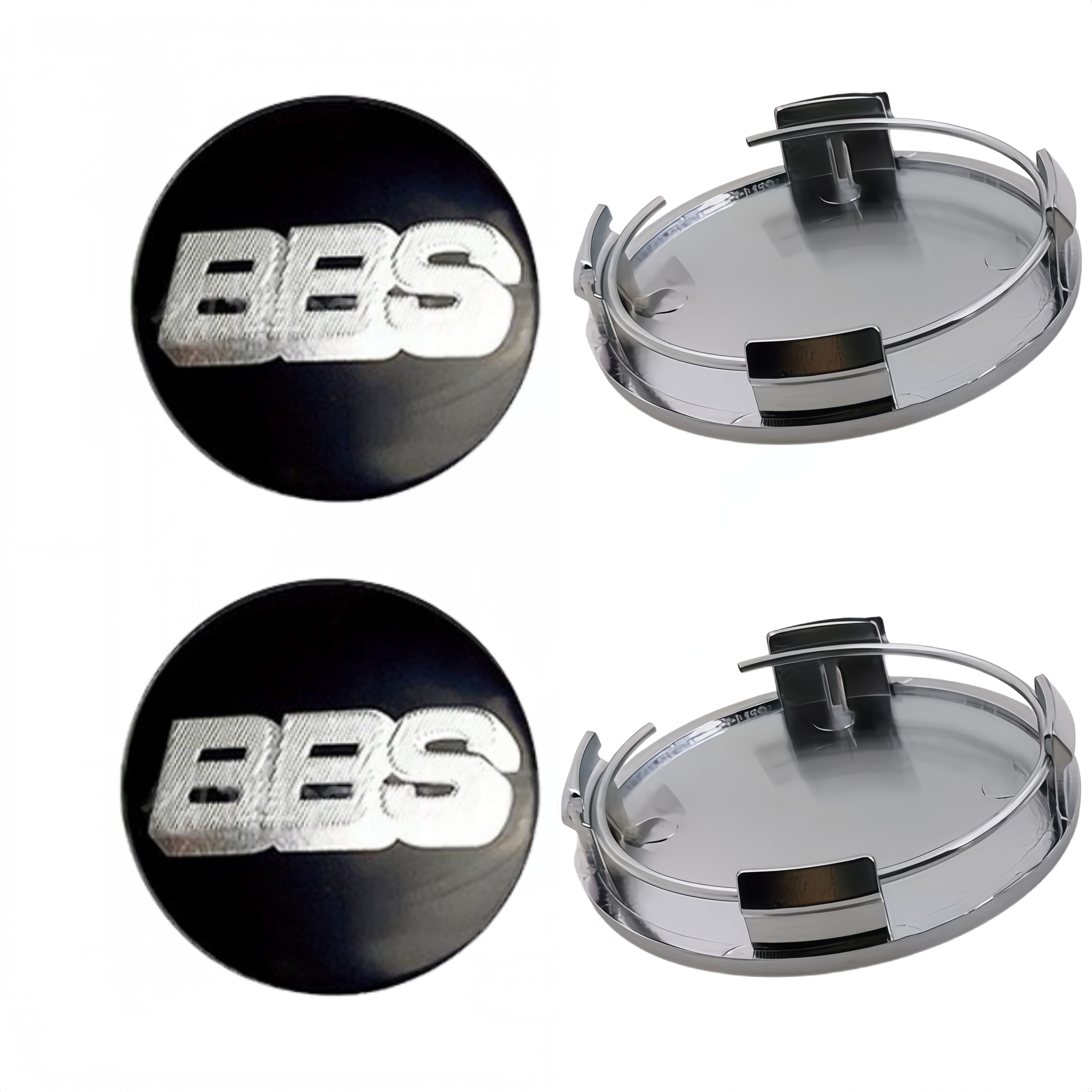 4 Stück 65mm BBS Logo Emblem Plakette Auto Radnabendeckel Räder Radkappen Auto Nabenfelgenabdeckung Ersatz Auto Zubehör Black Silver silber