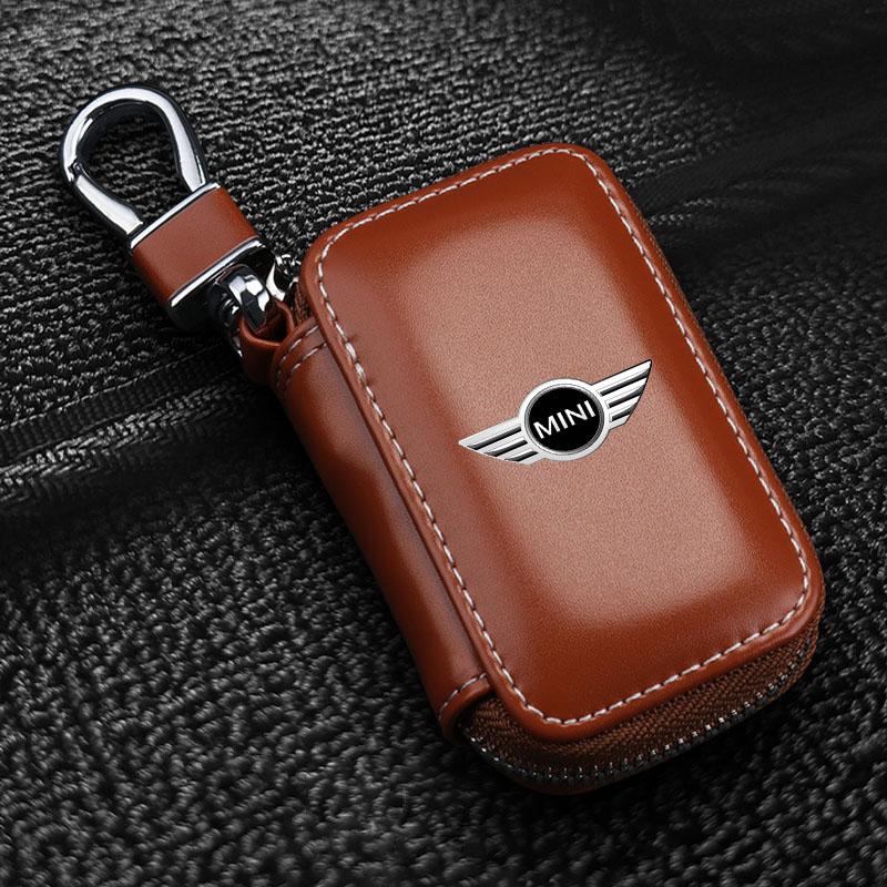 Auto Schlüsselhalter Etui Geldbörse Hausmeister Schlüsseletui Mini Kartenetui Für MINI Cooper R56 Kühlschrank 323 R56 F56 50 60 53 F56 Countryman braun