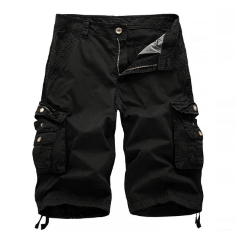 Cargo Shorts Herren 2025 Sommer Armee Militär Taktisch Homme Shorts Lässig Einfarbig Mehrere Taschen Männliche Cargo Shorts Übergröße 36 schwarz