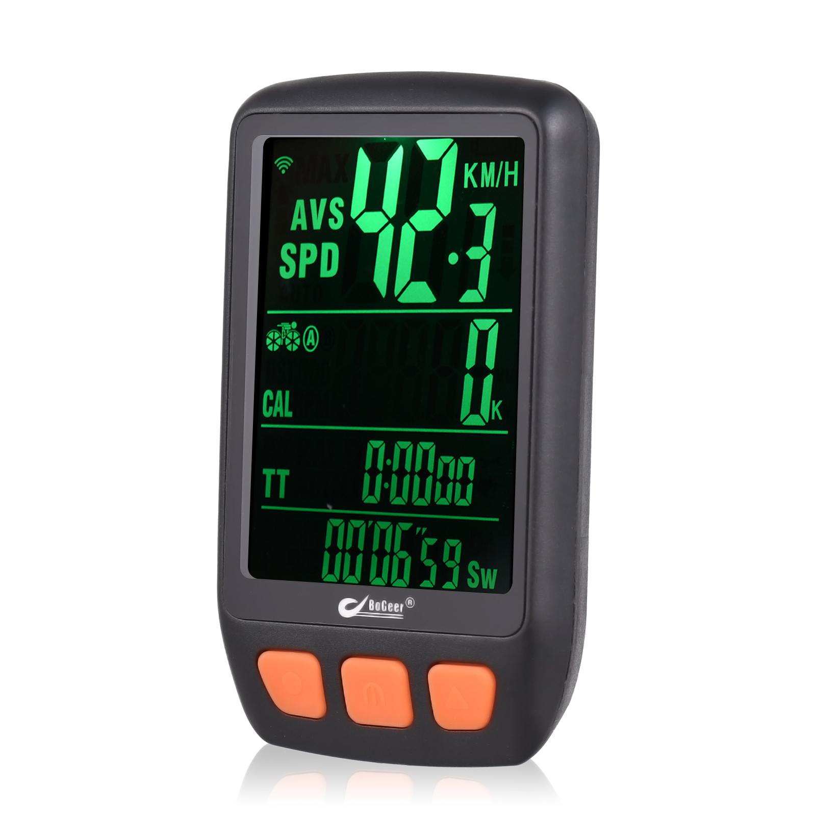 Fahrrad-Fahrradcomputer, kabelloser digitaler Fahrrad-Tachometer, Kilometerzähler mit wiederaufladbarem Akku schwarz