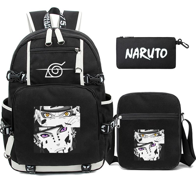 Bandai 3 Teile/satz Anime Uzumaki Rucksack für Teenager Junge Mädchen Zurück Zu Schule Rucksack Student Schul Männer Frauen Freizeit Reise tasche
