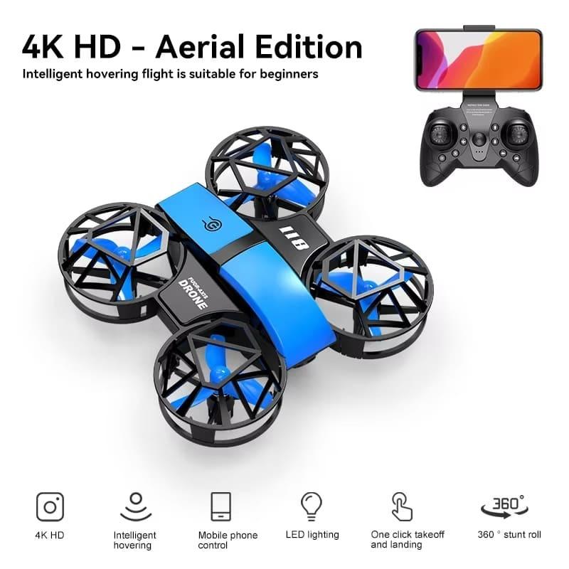 Neue Mini-Drohne 4k Professionelle HD 1080P Weitwinkelkamera WiFi FPV Fernbedienungsdrohne Höhenhaltung 8000m Drohne Kinderspielzeug Geschenk Kinder 4K With 1 B blau