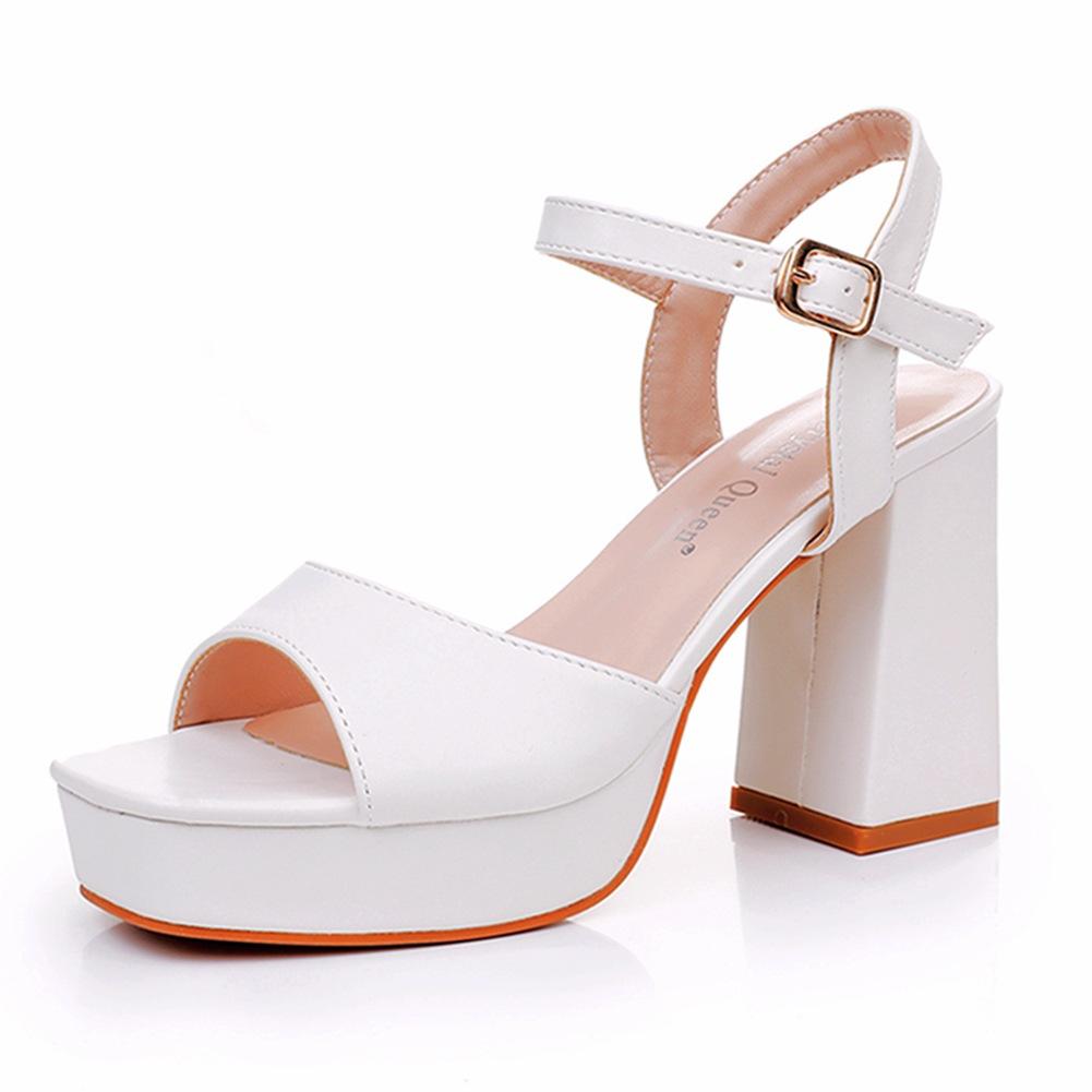 Mode Damen Party Abend Hochzeitsschuhe für Damen Sommer Mode Damen Plateau Super Hoch Weiß Peep Toe Sandalen Übergröße 34-42 35 weiß