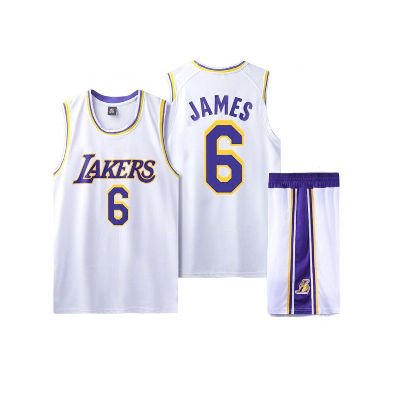 Lakers Nein. 6 James Kinder-Erwachsenen-Basketball-Uniform Oberteil + Shorts 150cm gelb