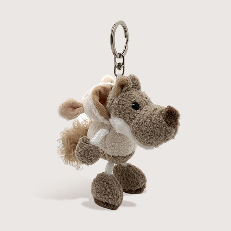 10 cm süßer, flauschiger Wolf-Schlüsselanhänger aus Plüsch für Damen, Tier-Schlüsselanhänger, Tasche, Autozubehör, Frauen, Party, Puppe, Mädchen, Geschenk, Plüsch-Schlüsselanhänger weiß