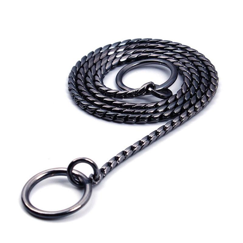 Hochbelastbares Hunde-Würgehalsband Slip Hunde P-Kette Schlangenhalsband Plattiert Rostfrei Hundetrainingshalsbänder für Kleine Große Hunde Schwarz/Gold 16IN(40CM)