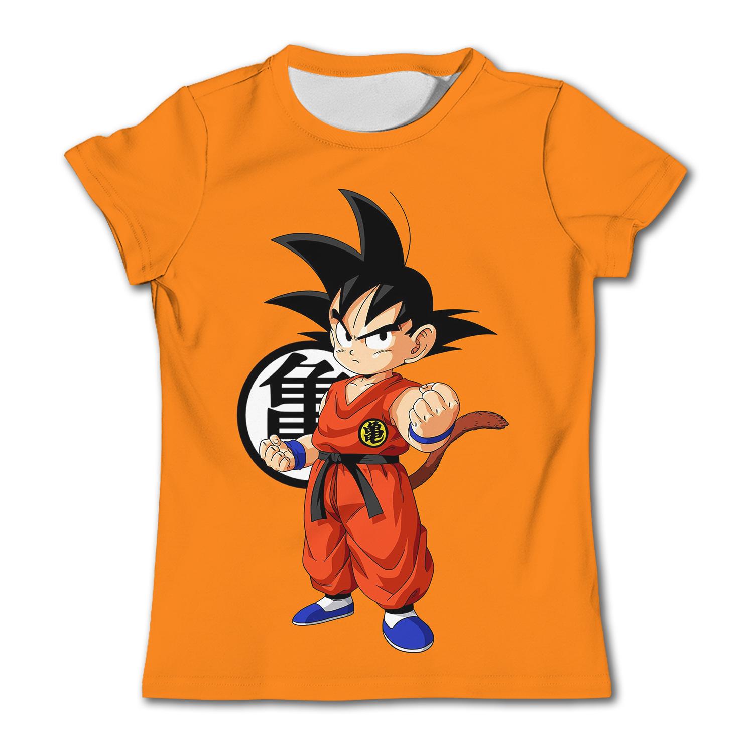 Dragon Ball T-Shirt Kinder Tops T-Shirt Anime Figuren Son Goku Super Saiyan T-Shirt Jungen T-Shirts Kinderkleidung Sommer Kurzarm 100cm black