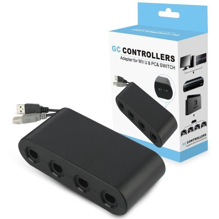 Wii U GameCube Controller-Adapter, GameCube NGC Controller-Adapter für Wii U, Switch und PC USB Schwarz schwarz