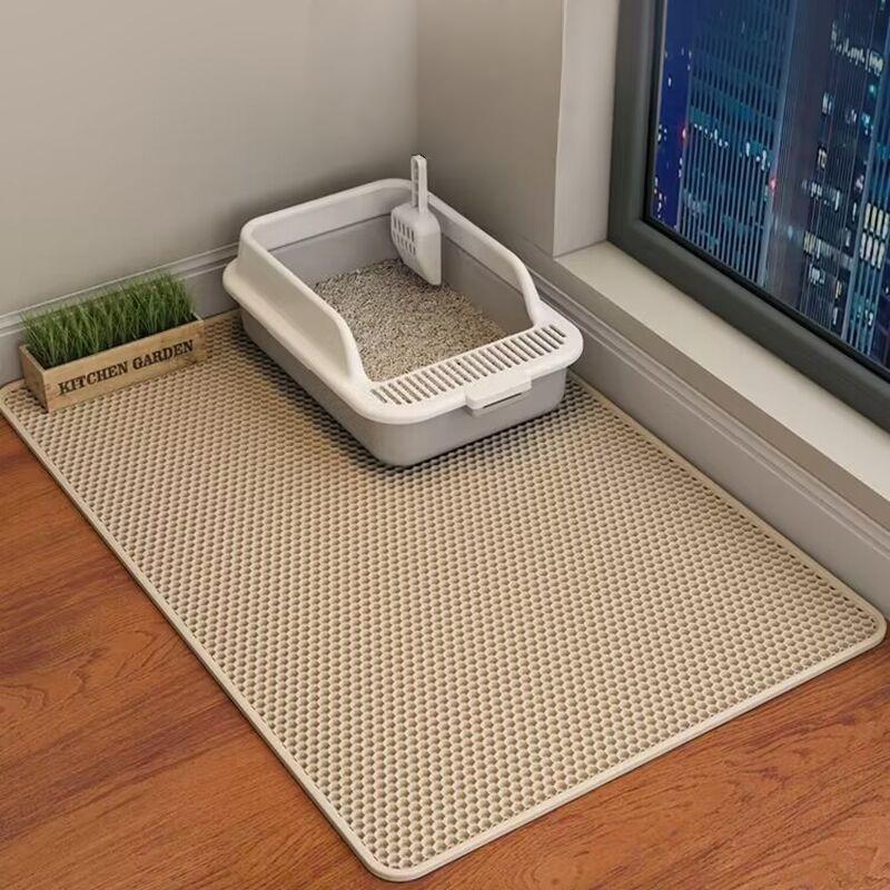 60CMX90CM Katzenstreumatte Wasserdicht Doppelschichtig Haustier Katzentoilette Matte Haustiermatte Rutschfest Sand Katze Waschbare Matte Haustier Sauber 40X50CM khaki
