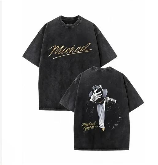 Michael Jackson T-Shirts GEWASCHENE Baumwolle Unisex T-Shirts King Of Pop T-Shirts S bunt