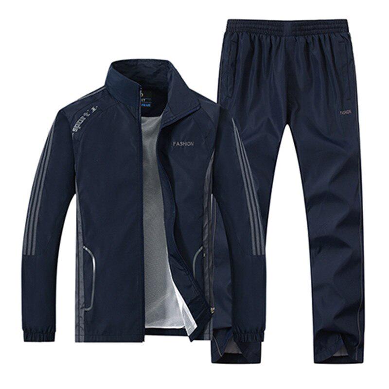 Herren-Set, Frühling und Herbst, Herren-Sportbekleidung, zweiteiliges Set, sportlicher Anzug, Jacke + Hose, Trainingsanzug XXL königsblau