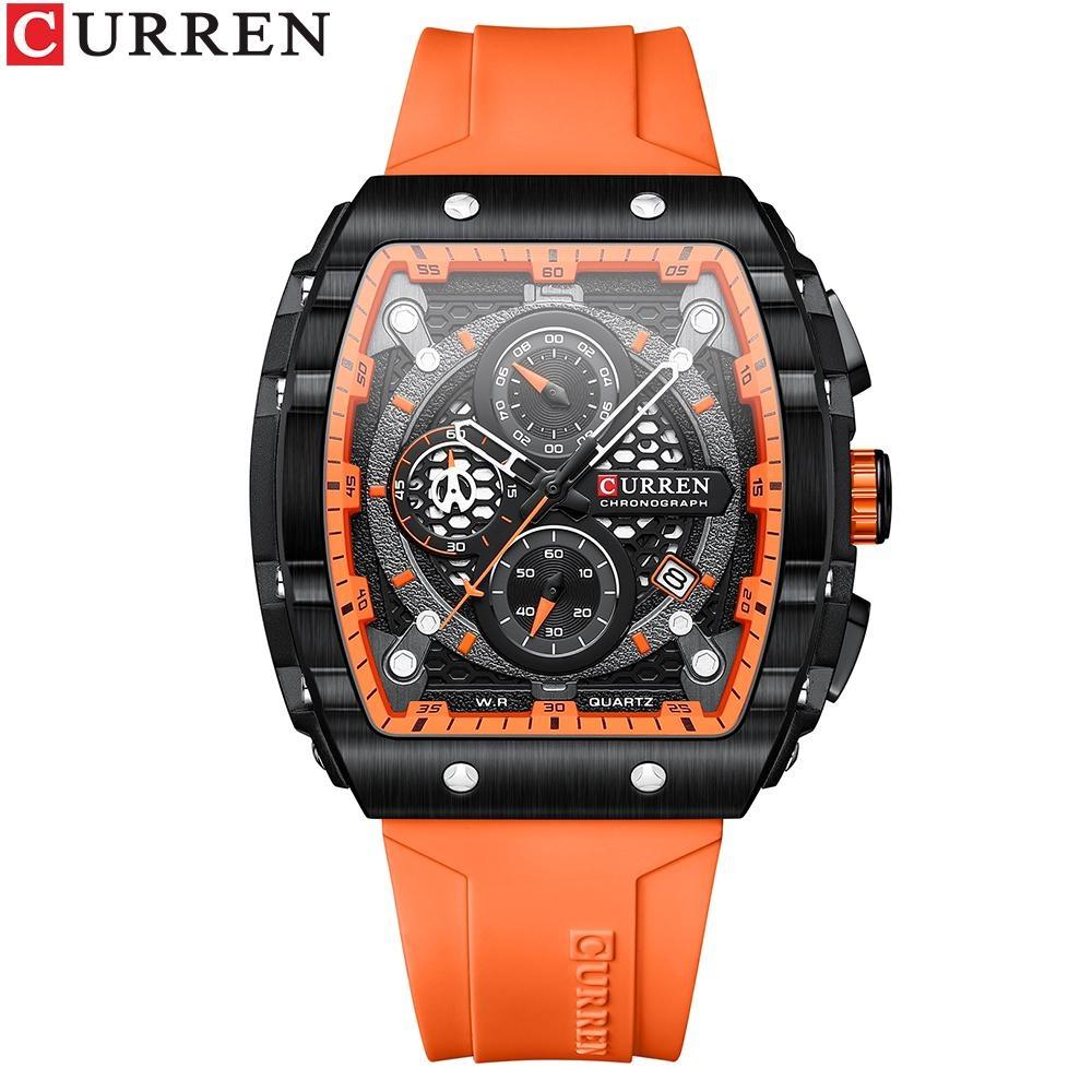 Curren 8442 Herrenuhr Six Pin Quarzband Herrenuhr Mode Sport Herrenuhr orange