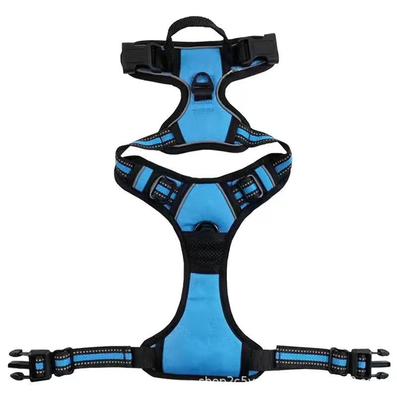 S-XL Hundegeschirr, Hundegeschirr, kein Ziehen, atmungsaktiv, reflektierend, Haustiergeschirr, Weste für kleine und mittelgroße Hunde S blau