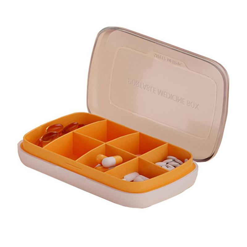 Reise Pille Box Medizin Lagerung Organizer Container Medikament Tablet Dispenser Unabhängige Gitter Medizin Protable Lagerung Box orange