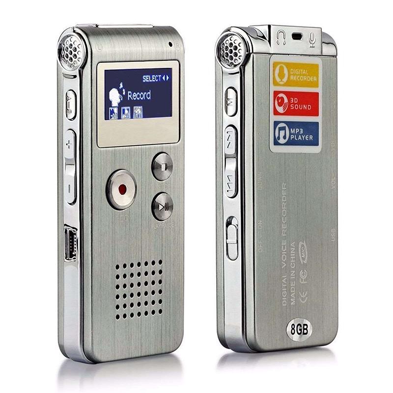 Sprachaufzeichnung Mini 8 GB Digital Sound Audio Recorder Diktiergerät 2-in-1 MP3-Player LCD-Bildschirmanzeige für Vorträge Meetings silber