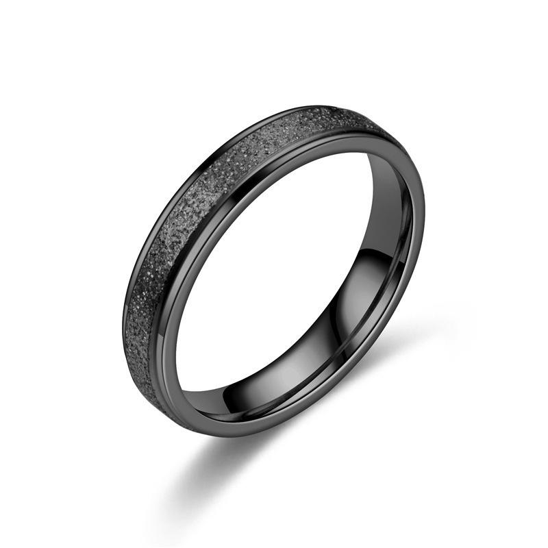 Edelstahlring für Damen, Roségoldfarben, mattierter, gebogener Ring, 6 mm Breite, einfache geometrische Goldringe 7 schwarz