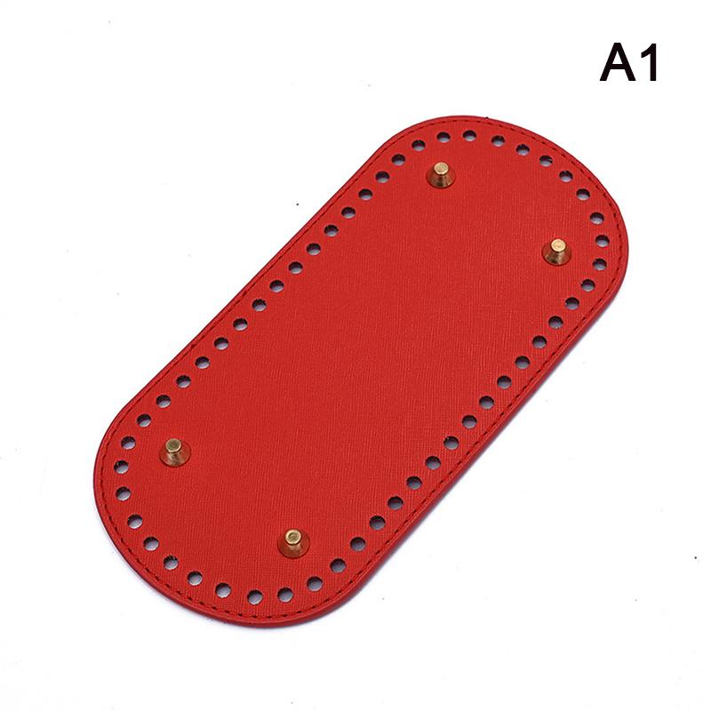 22 * 10 cm langer Boden für gestrickte Tasche, Ledertaschenbasis, handgefertigter Boden mit Löchern rot