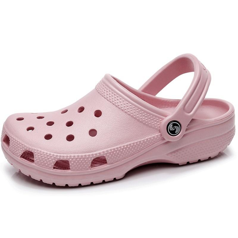 2023 neue Sommer frauen Strand Hohl Sandalen und Hausschuhe männer Flache Unterseite Outdoor Waten Sandalen 41-42 rosa