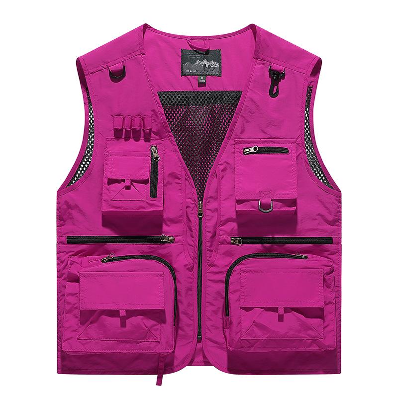 Mode Herren Outdoor Netz Angeln Fotografie Atmungsaktive Westen Jacke Herren Multi-Taschen Westen Klettern Ärmellose Jacken S