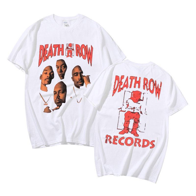 Death Row Records Doppelseitiges Grafik-T-Shirt Herren Damen Hip-Hop-Stil T-Shirt Mann Retro T-Shirts Rapper Herrenmode Streetwear XL white