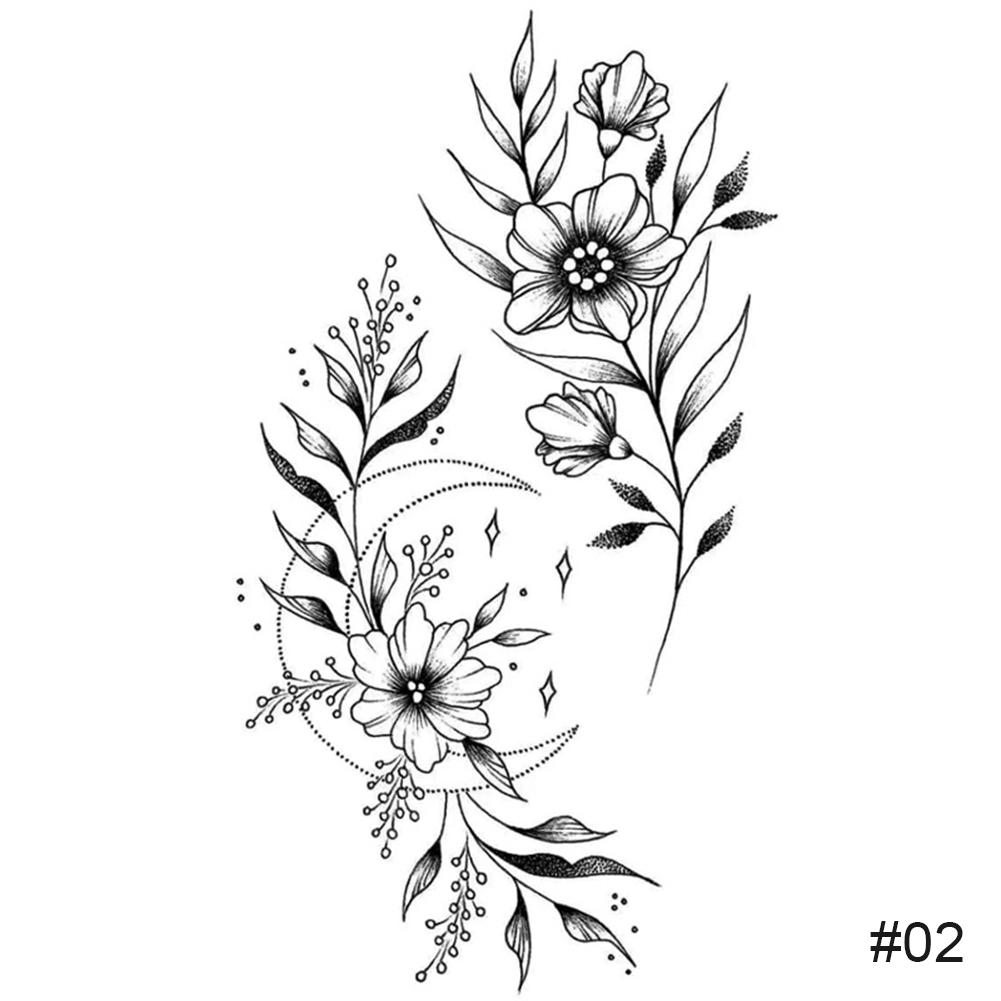 Kleine frische schwarze Tattoo-Aufkleber, wasserdicht, langlebig, Tattoo-Aufkleber, Arm, Bein, Brust, Körperkunst, Paste, Malerei, Tattoo 02