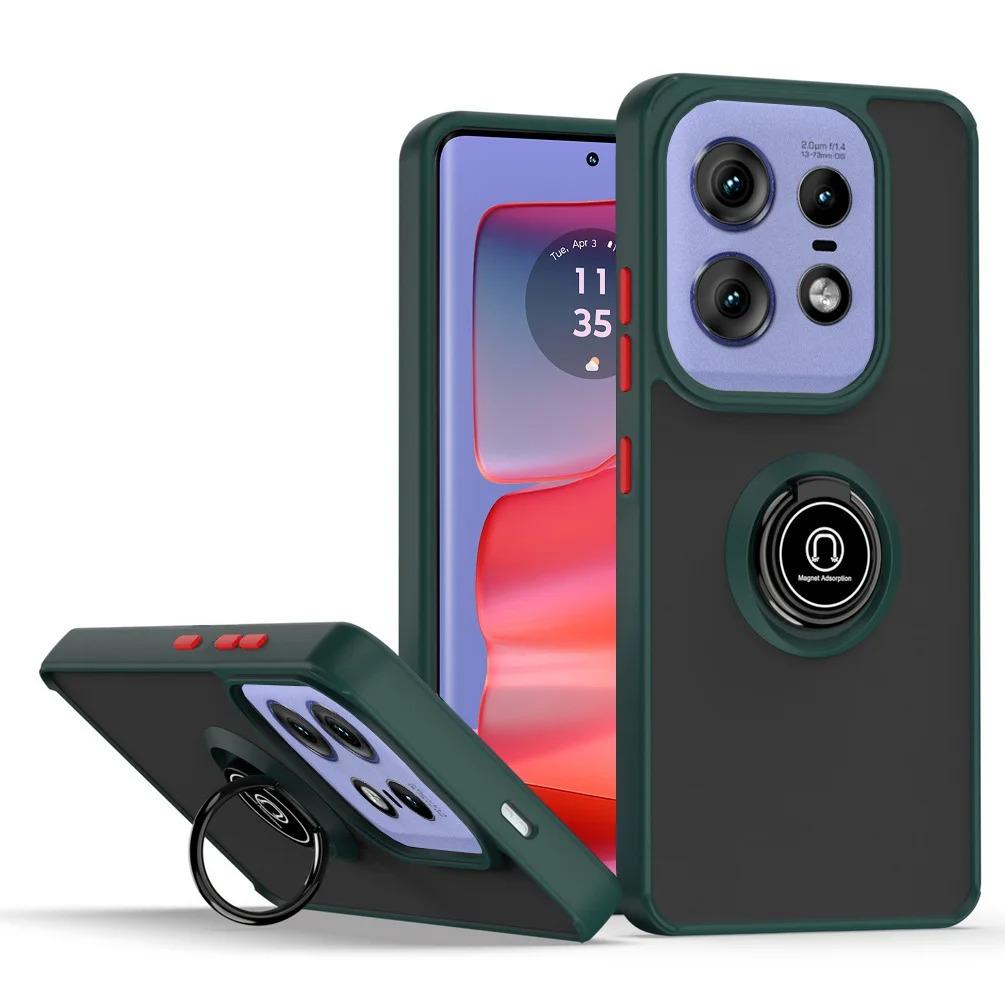 Armor Matte Case für Motorola Moto Edge 50 Pro Fusion Ultra Edge 2024 Abdeckungsring Magnethalter Ständer Stoßfest Coque Fundas Moto Edge 50 Fusion dunkelgrüne