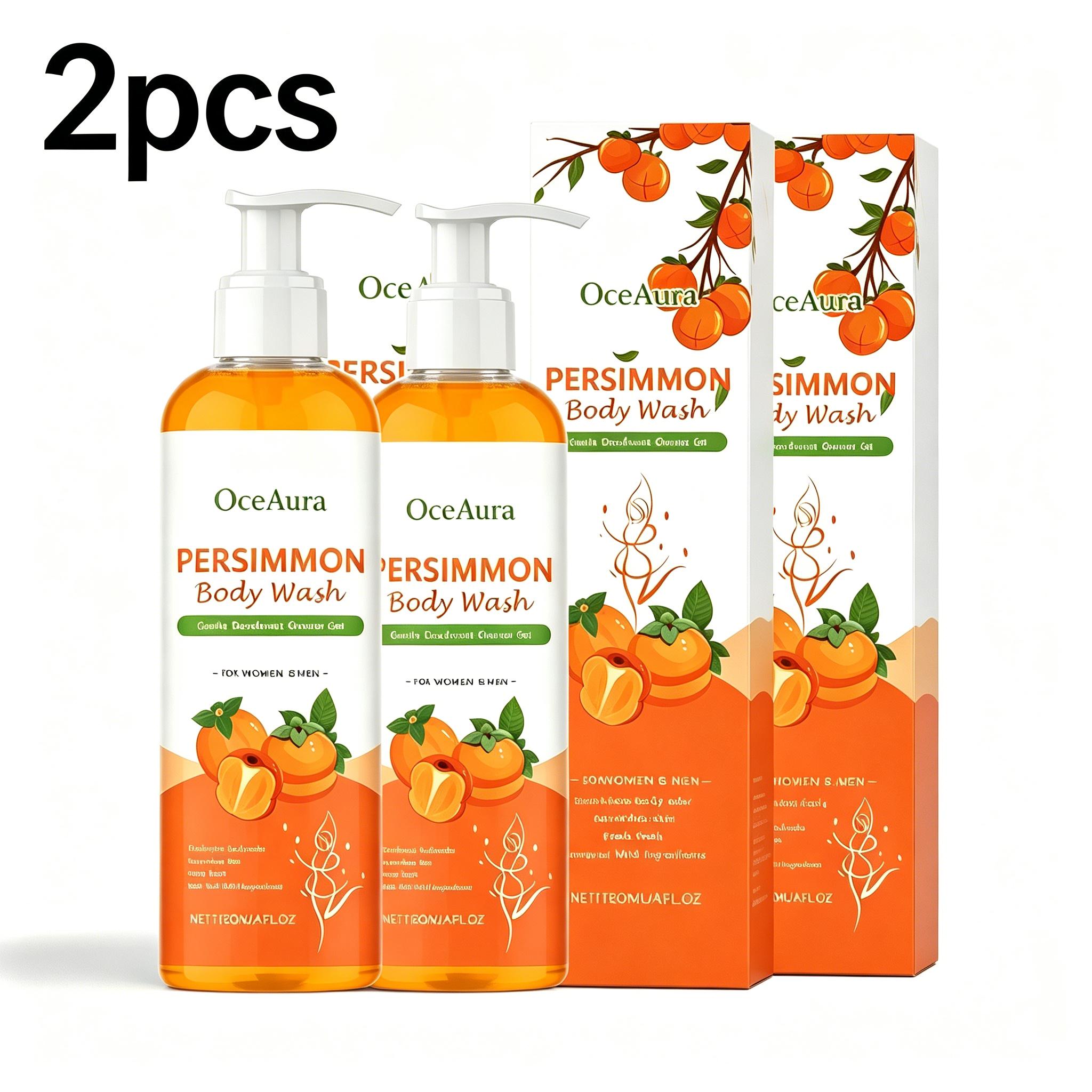 Kaki Duschgel zur Geruchskontrolle – Reinigendes, deodorierendes, feuchtigkeitsspendendes Duschgel zur Beseitigung von Körpergeruch 120ml 120mlx2