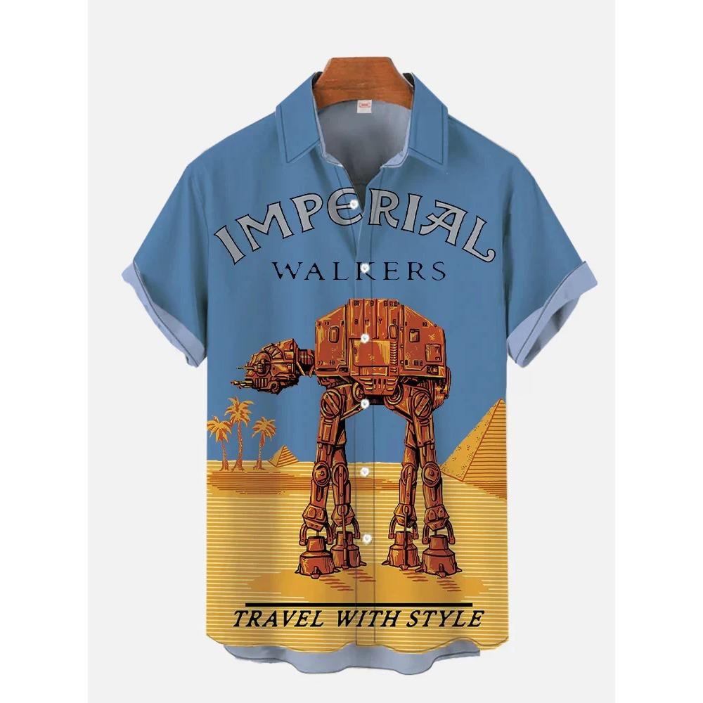 Hawaii-Shirts für Männer, Stars-Wars-Shirts, Herren- und Damenkleidung, T-Shirts, Tops, Jungen und Mädchen, Walker-Druck, Kurzarmhemd 4XL