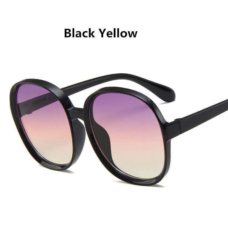 Runde Sonnenbrille für Damen, übergroß, für Damen, modisch, für Herren, Kunststoff, Outdoor, Sonnenbrille mit Farbverlauf, UV400, Gafas de Sol, modisches Accessoire, nicht polarisiert gelb