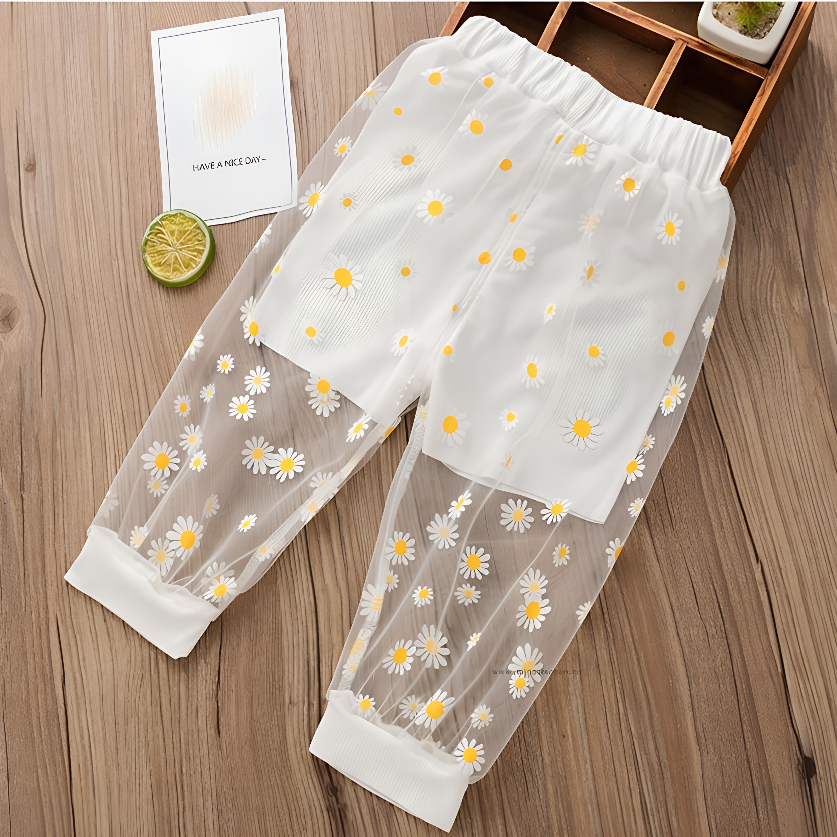 Kinder Hosen Sommer Dünne Anti Moskito Hosen Leggings Casual Hosen Mesh Daisy Koreanische Lose Hosen 110y(100cm) weiß