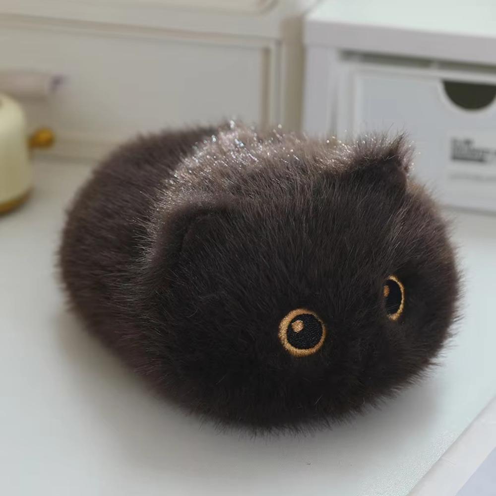 Liebliche Niedliche Plüschtiere Katze Plüschtiere Zeichentrick Runde Kätzchen Puppen 20cm Flauschige Schwarze Katze Plüsch Kinderspielzeug