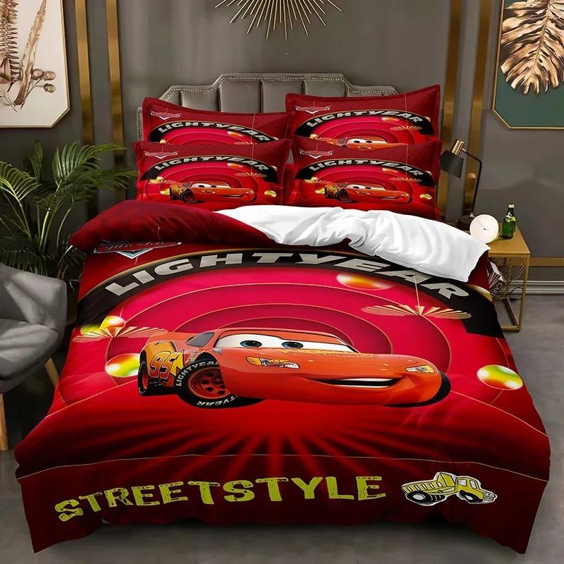 Cartoon Autos Bettwäsche Set Lightning McQueen Bettbezug Jungen Bettwäsche Bettwäsche Geschenk für Kinder AU Queen(210*210cm)3pcs