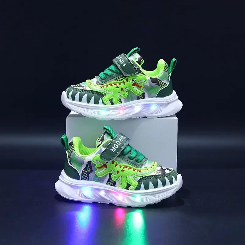 Neue Jungen LED leuchtende Schuhe Mode Mickey Kinder Freizeitsneakers Kinder Leuchtende Schuhe Sportschuhe Leuchtende Schuhe 22 gray