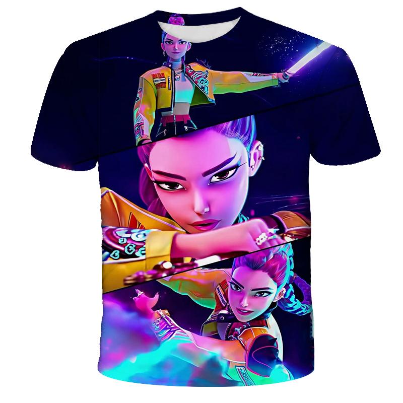 KPop Dämonenjäger Tiger Girls Boys T-Shirt K-Pop Dämonenjäger Kinderbekleidung T-Shirts Niedliches Cartoon-Print T-Shirt Tops 160