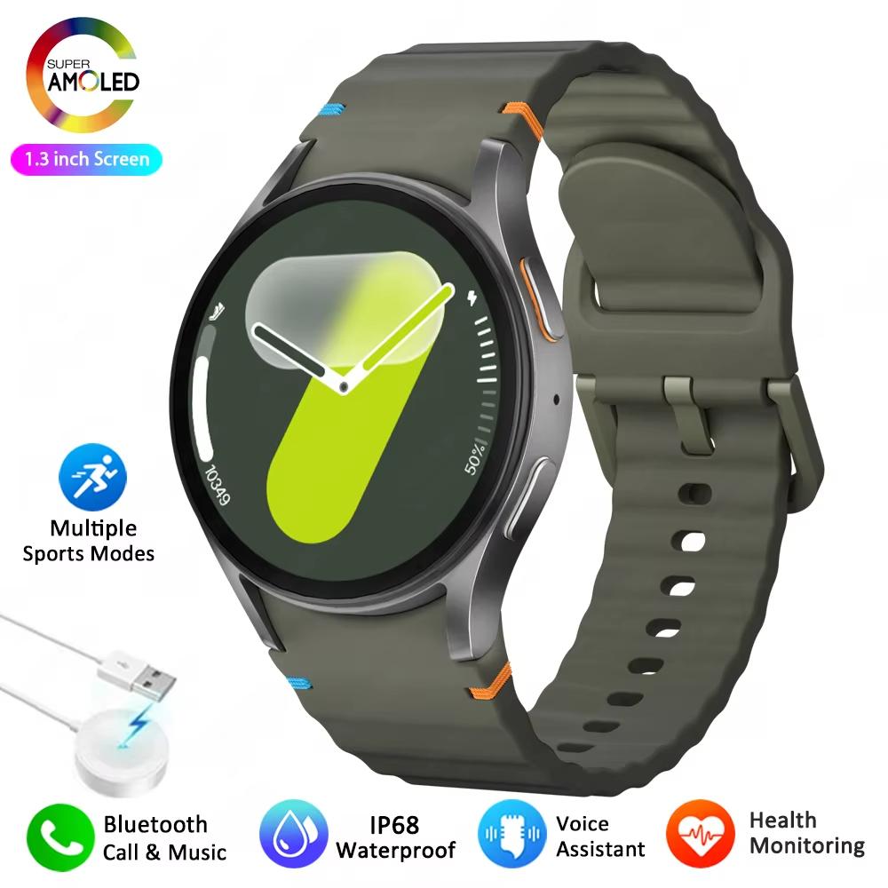 2025 Neue Uhr 7 Smartwatch Herren Damen AMOLED HD Bildschirm Kompass Herzfrequenz Fitness Sport Wasserdicht Bluetooth Anruf Smartwatch grün