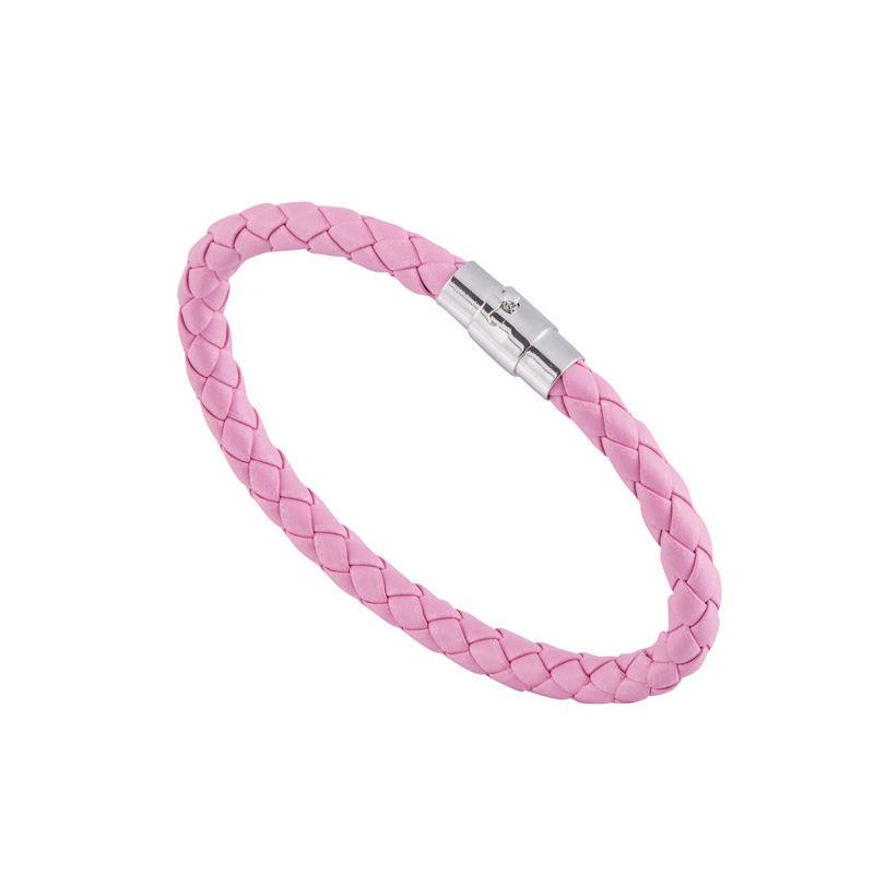 Lederseil gewebtes Armband Leder Paar Armband Unisex Damen Herren geflochtenes Leder Stahl Magnetverschluss Armband handgefertigt rosa