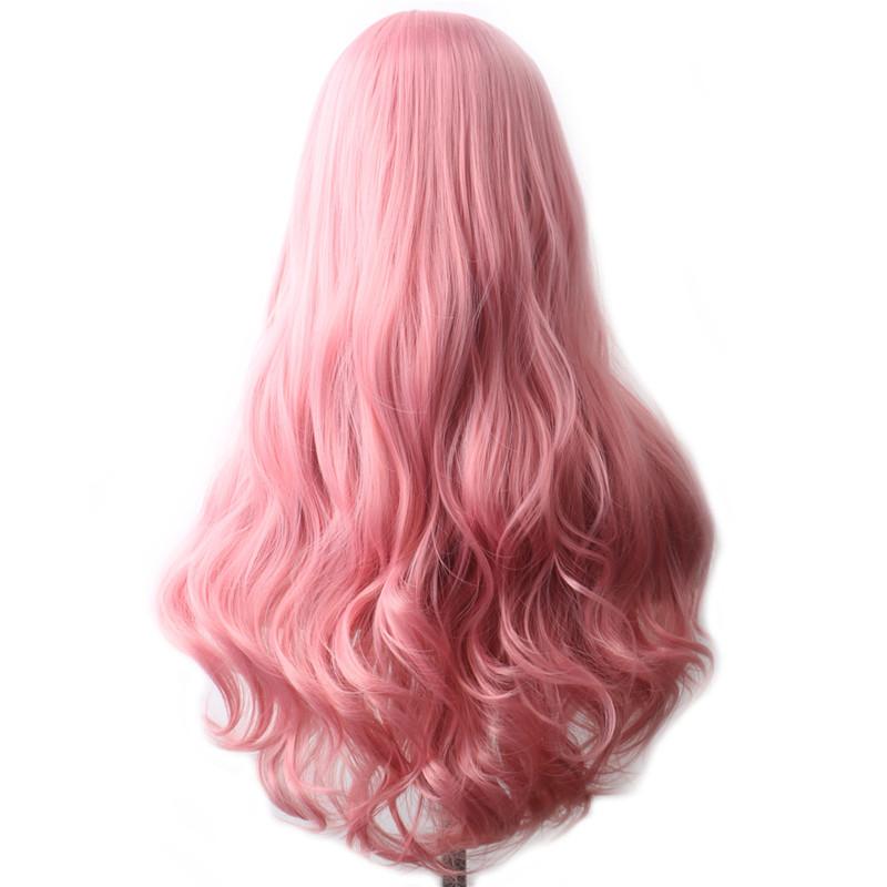 WoodFestival Kunsthaar-Cosplay-Perücke, grau, lange Perücken für Frauen, blond, rosa, rot, schwarz und weiß, grün, braun, blau, lila gefärbt 28inches