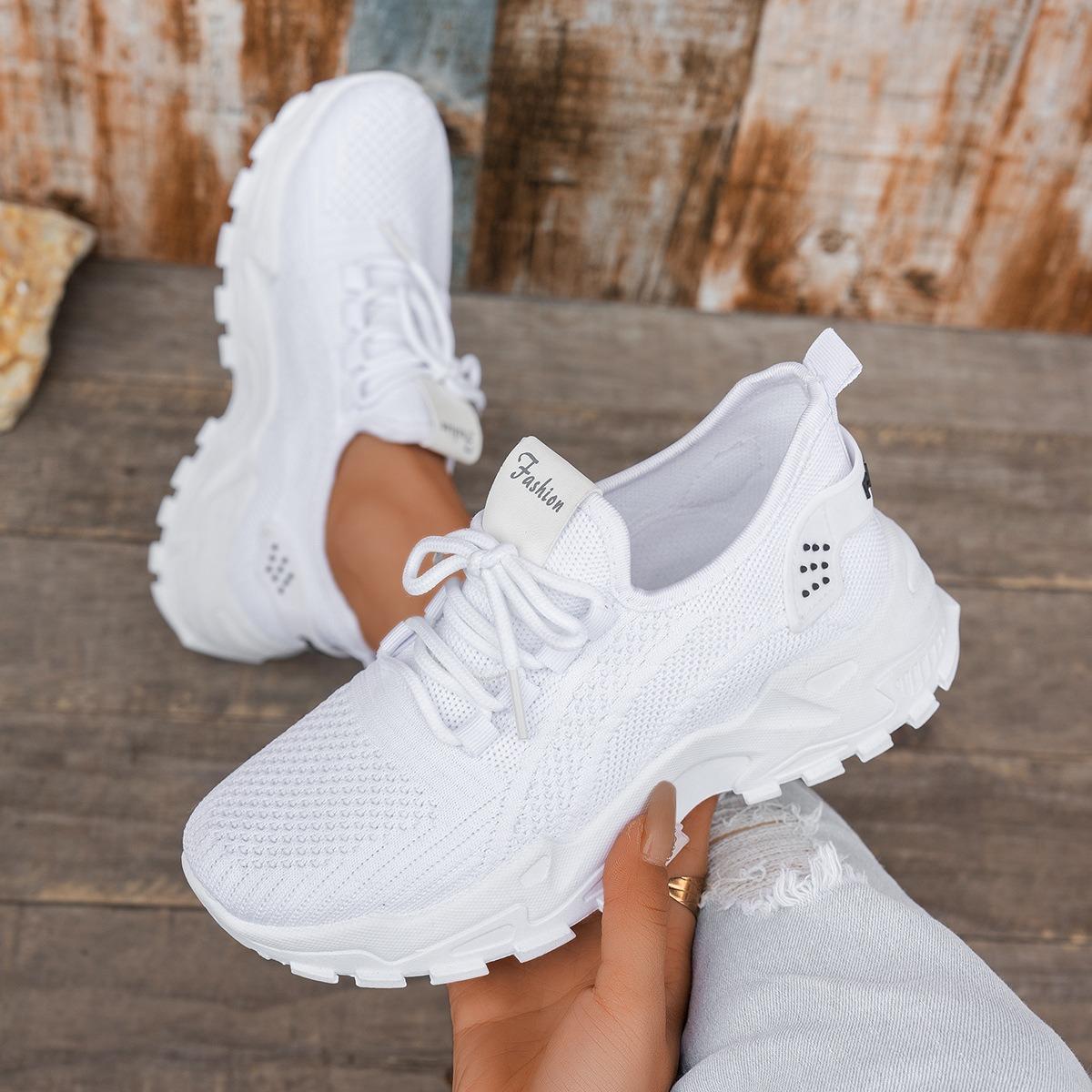 Damen, Freizeitschuhe, Gewebte Damenschuhe, Sportschuhe, Netzschuhe, Atmungsaktive Schuhe, Damenschuhe für alle Jahreszeiten 41 weiß