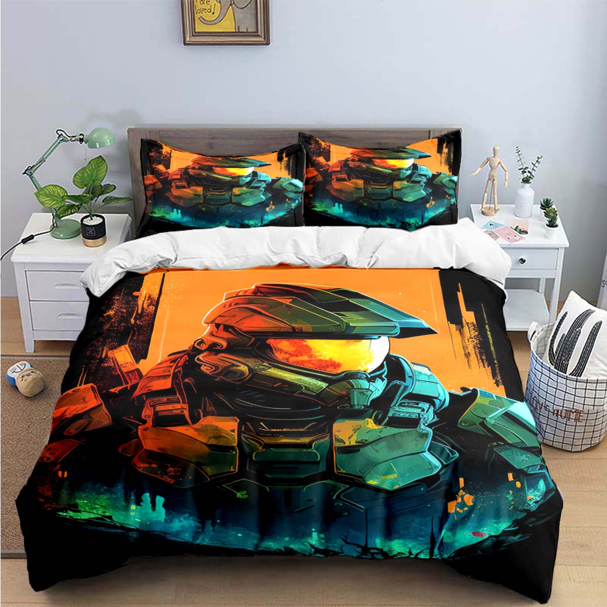 Spiel H-Halo 2 Xbox Mechwarrior Bettwäsche-Sets Bettwaren-Set Bettbezug Bettdecke Set Bettwäsche-Set Luxusgeschenk US Queen(228*228cm)3pcs