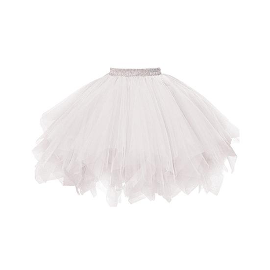 Damen Tüllrock mit hoher Taille, einfarbig, Tanzbekleidung, Petticoat, mehrschichtiger Party-Ballettrock, Streetwear weiß