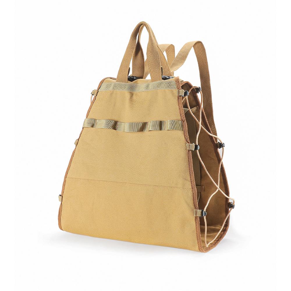 Brennholz-Tragetasche aus Segeltuch, Holz-Tragetasche mit Griffen und Schultergurt für Kamine khaki
