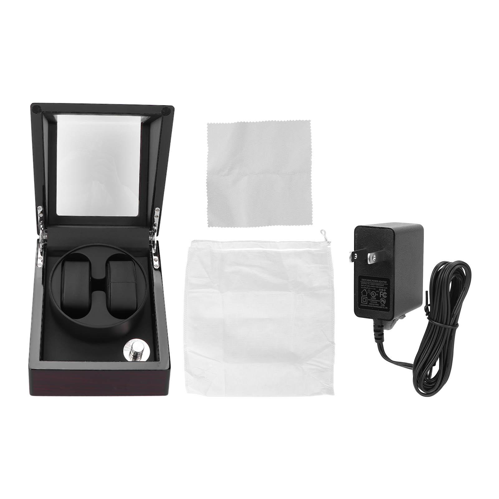 Doppelter Uhrenbeweger, glänzende Uhrenbox aus massivem Holz, Aufbewahrungskoffer für Automatikuhren 100?240 VAU