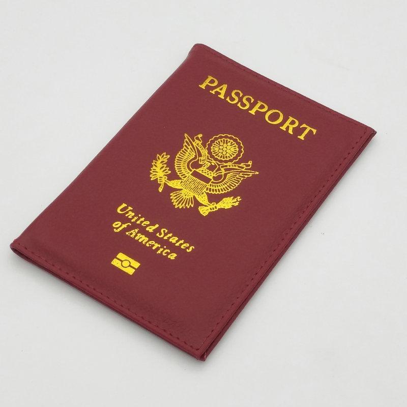 Personalisierte Leder USA Passhülle Personalisierter Reisepasshalter Amerikanische Geldbörse Hüllen für Reisepässe Mädchen Amerika wein rot