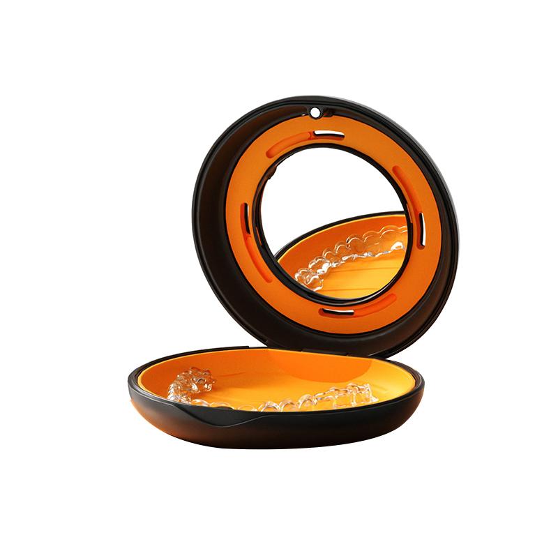 Kieferorthopädische Aufbewahrungsbox Zahnärztliche Unsichtbare Zahnspange Retainer-Box Mit Spiegel Mundschutz Zahnersatzaufbewahrung Aligner-Etui Mundhygiene Organisieren schwarz