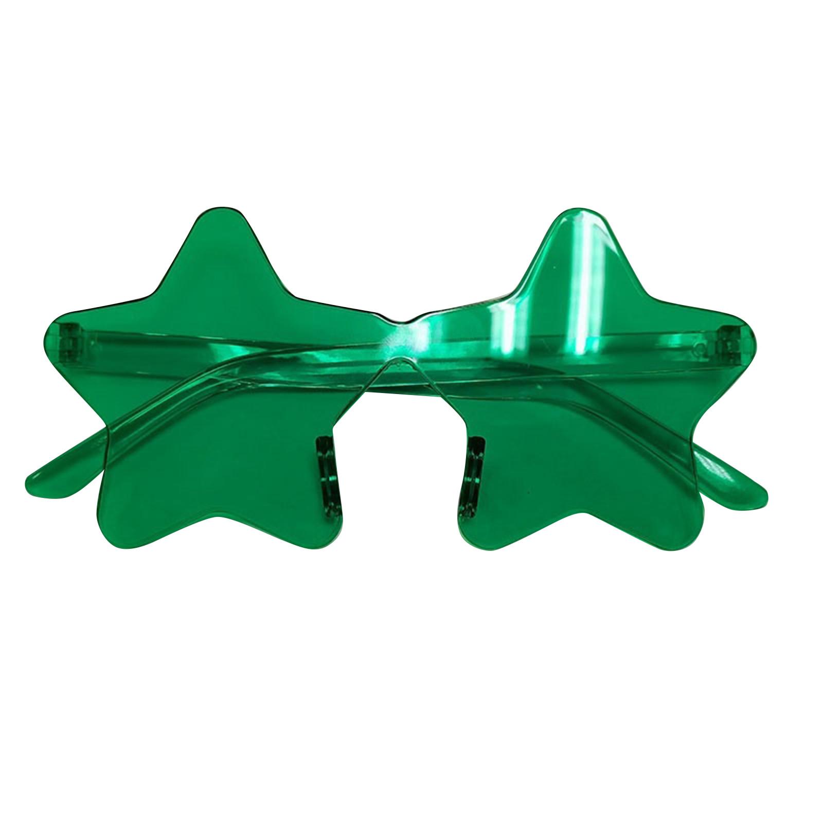 Randlose Sonnenbrille in Sternform, transparente Sonnenbrille in Bonbonfarbe, Party-Sonnenbrille für Mädchen, Jungen, Frauen One Size dunkelgrüne