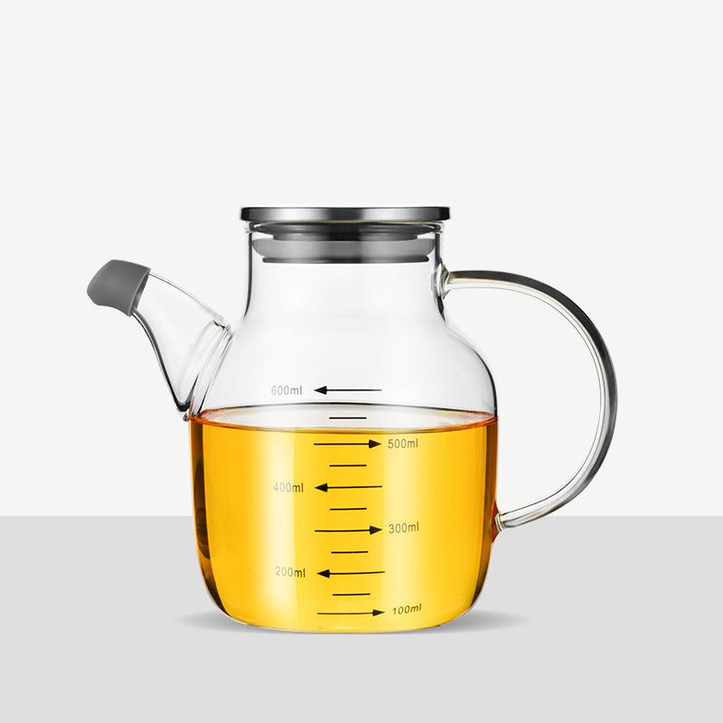 Öltopf aus Glas mit Stahldeckel, große Kapazität, transparente Essigflasche für Sojasauce, auslaufsicherer Tank für duftendes Öl, Küchengeräte gray