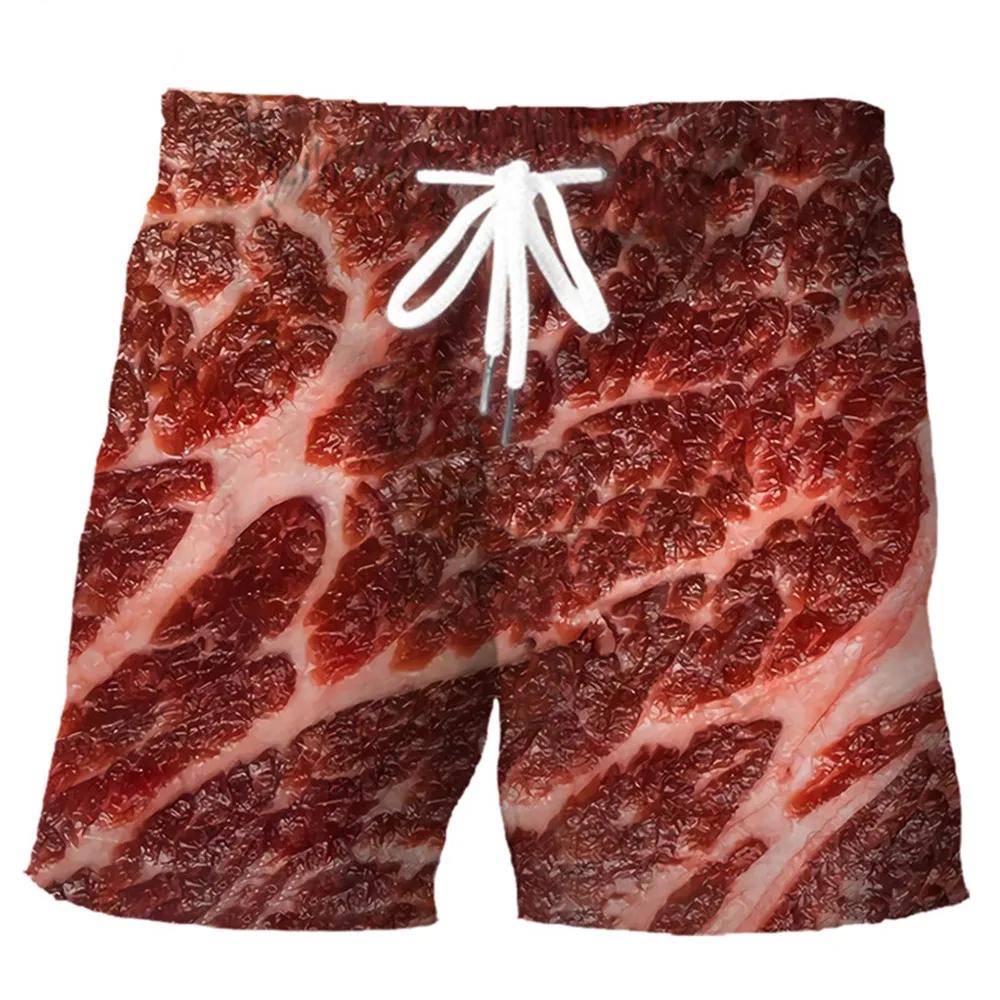 Nudeln Wurst Pizza 3D-gedruckte Shorts Mann/Frau Lässige Mode Strandhose Herren Locker Geschnittene Kurze Hose Übergroße Unisex-Kleidung M